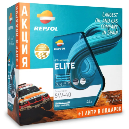 REPSOL ELITE COMPETICION 5W40, акция 4л+1л короб