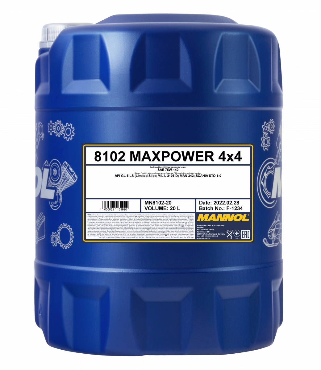 MANNOL 8102 Maxpower LS 75W-140 GL-5, 20л