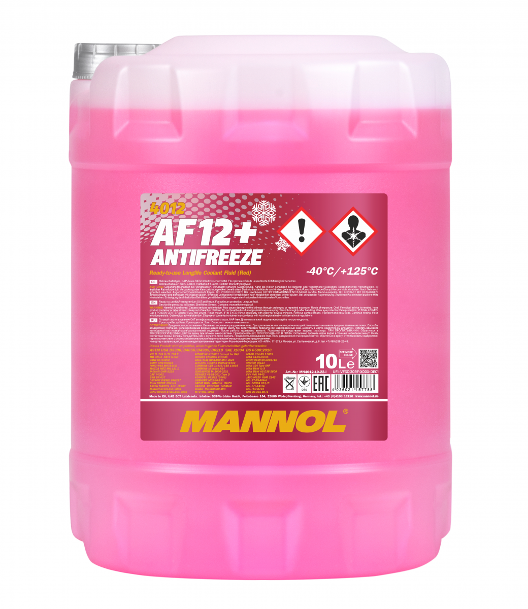 MANNOL 4012 Antifreeze AF12+(-40*C) Longlife, 10л