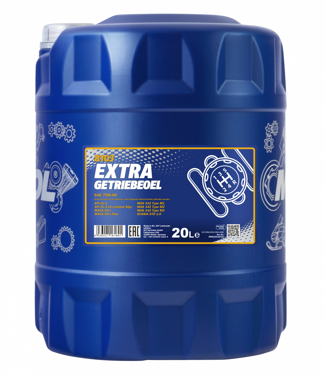 MANNOL 8103 Extra Getriebeoel LS 75W-90 GL-4/GL-5, 20л